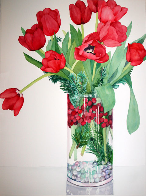 Red Tulips and Cranberries